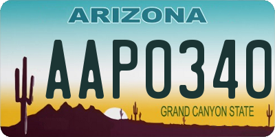 AZ license plate AAP0340