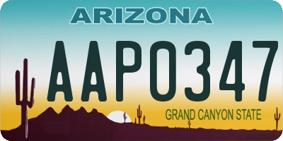 AZ license plate AAP0347