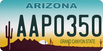 AZ license plate AAP0350
