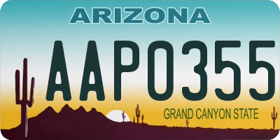 AZ license plate AAP0355