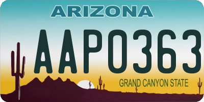 AZ license plate AAP0363