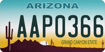 AZ license plate AAP0366