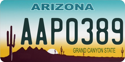 AZ license plate AAP0389