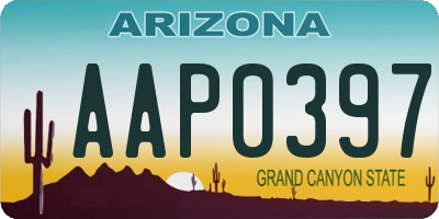AZ license plate AAP0397