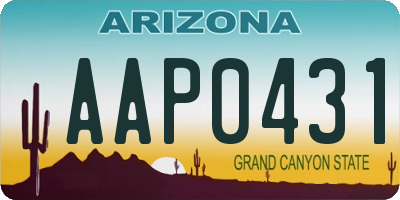AZ license plate AAP0431