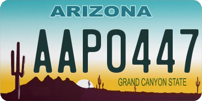 AZ license plate AAP0447