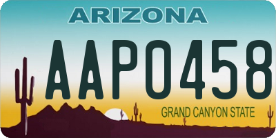 AZ license plate AAP0458