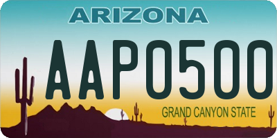 AZ license plate AAP0500