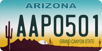 AZ license plate AAP0501