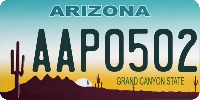 AZ license plate AAP0502
