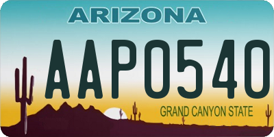 AZ license plate AAP0540