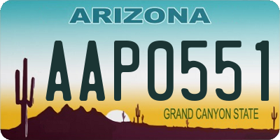 AZ license plate AAP0551