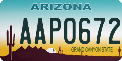 AZ license plate AAP0672