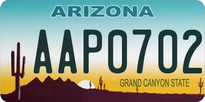 AZ license plate AAP0702