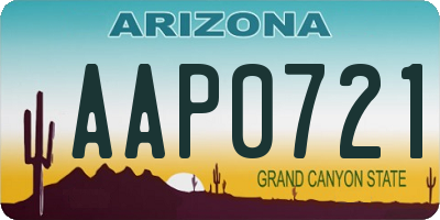 AZ license plate AAP0721