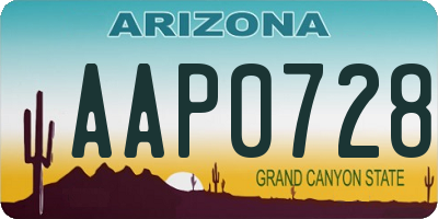 AZ license plate AAP0728