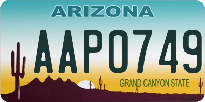 AZ license plate AAP0749
