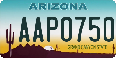 AZ license plate AAP0750