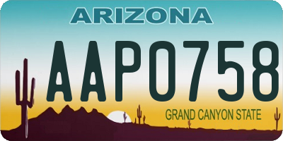 AZ license plate AAP0758