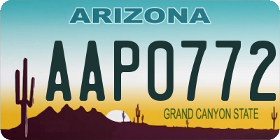 AZ license plate AAP0772