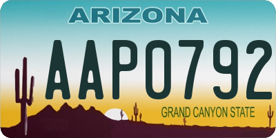 AZ license plate AAP0792