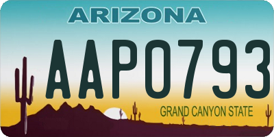 AZ license plate AAP0793