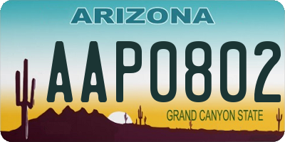 AZ license plate AAP0802