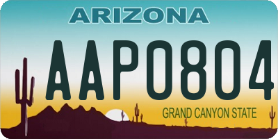 AZ license plate AAP0804