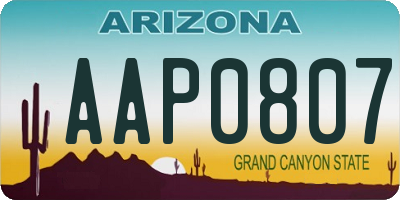 AZ license plate AAP0807