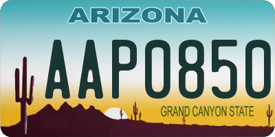 AZ license plate AAP0850