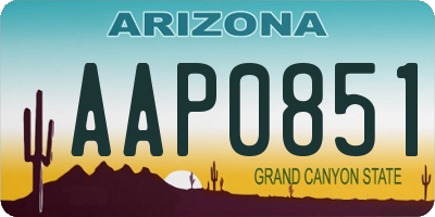AZ license plate AAP0851