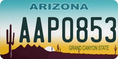 AZ license plate AAP0853