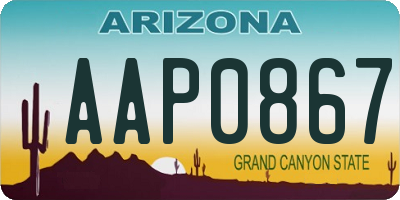 AZ license plate AAP0867
