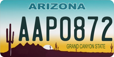 AZ license plate AAP0872