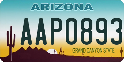 AZ license plate AAP0893