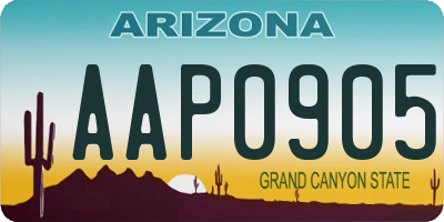 AZ license plate AAP0905