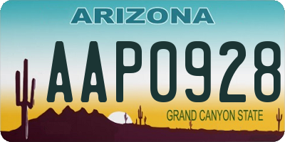 AZ license plate AAP0928
