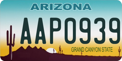 AZ license plate AAP0939