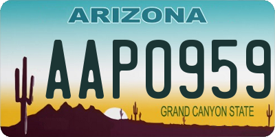 AZ license plate AAP0959
