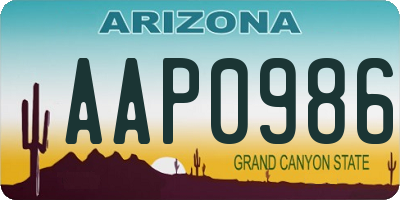 AZ license plate AAP0986