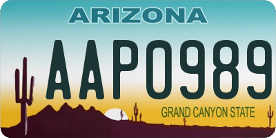 AZ license plate AAP0989