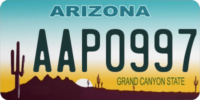 AZ license plate AAP0997