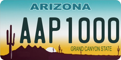 AZ license plate AAP1000
