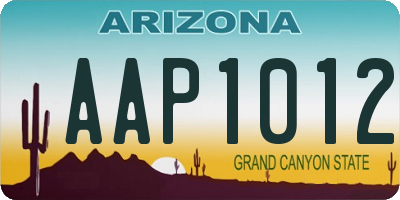 AZ license plate AAP1012