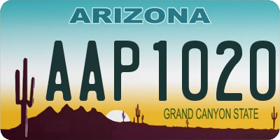 AZ license plate AAP1020