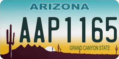 AZ license plate AAP1165