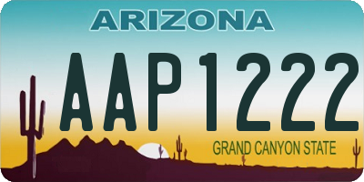 AZ license plate AAP1222