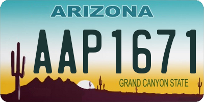 AZ license plate AAP1671