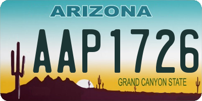 AZ license plate AAP1726