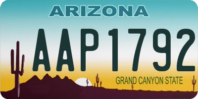 AZ license plate AAP1792